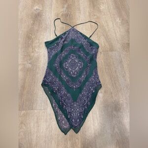 BCBGMaxAzria Women’s Small Green Handkerchief Top